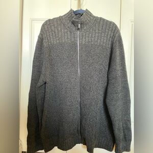 Calvin Klein Jeans Gray Cable Knit Zip Sweater
